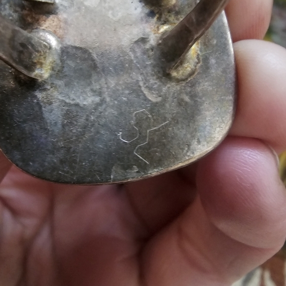 Large Vintage Signed Turquoise Sterling Native American Statement Ring - Picture 7 of 11